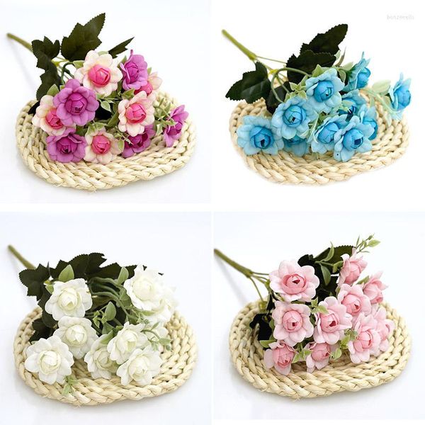 Fleurs Décoratives 10 Belles Roses Et Pivoine Soie Artificielle Petits Bouquets Pour Les Réunions De Famille Noël Printemps Décoration De Mariage Fa