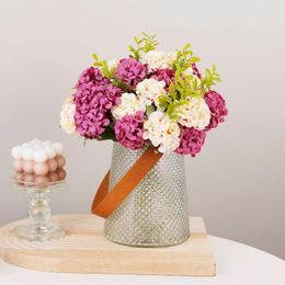 Flores decorativas de 10 head hortensias simuladas bola de seda falsa crisantemo cebolla decoración de bodas en el hogar