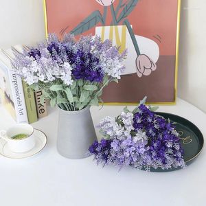 Fleurs décoratives 10 têtes Provence Simulation lavande gros Bouquet bonsaï plante faux
