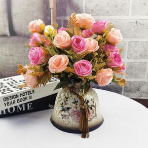 Fleurs décoratives 10 têtes 30 Cm soie artificielle Roses d'automne bouquet de mariée décoration de fête de mariage Scrapbook bricolage
