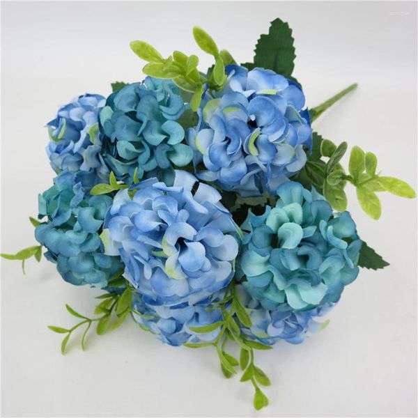 Fleurs décoratives 10 têtes Fleur de soie artificielle Hortensea Bouquet Bouquet de mariage Fournitures de mariage