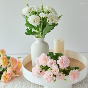 Fleurs décoratives 10 têtes, Simulation d'oeillet artificiel, décoration de maison en soie, décoration de cadeaux pour la fête des mères, DIY