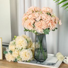 Fleurs décoratives 10 têtes/bouquet d'oeillet artificiel, fausse fleur, Simulation de décoration de salon, Flores artificielles pour mariage