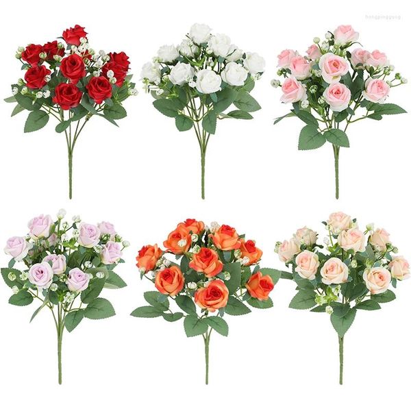 Fleurs décoratives 10 têtes Fake Rose Bouquet Artificial Flower Saint Valentin Gift Party Party Decoration Decoration Props