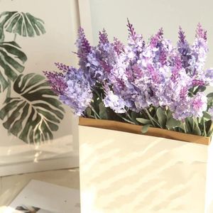 Fleurs décoratives 10 têtes de la lavande romantique Silk artificiel bouquet violet plastique faux fleur fleur blanc pour la décoration de mariage à la maison