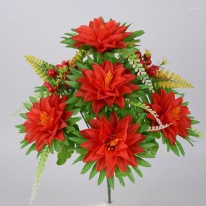 Fleurs décoratives 10 imitation chrysanthemums bouquets home décoration ornements jardinage salon plante en pot moubark