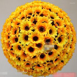 Fleurs décoratives 10 pouces Tournesol Embrasser Boule Artificielle Suspendue Pour La Fête De Jardin De Mariage Décoration De Noël