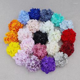 Lot de 10 fleurs décoratives hortensia en soie fausse tête de fleur pleine avec tiges pour décoration de mariage