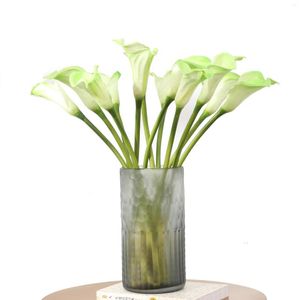 Fleurs décoratives 10 Pc Simulation Petit Lys Calla PU Artificiel Pour La Décoration De La Maison Accessoires Fond De Mariage Faux Lys De Fleurs