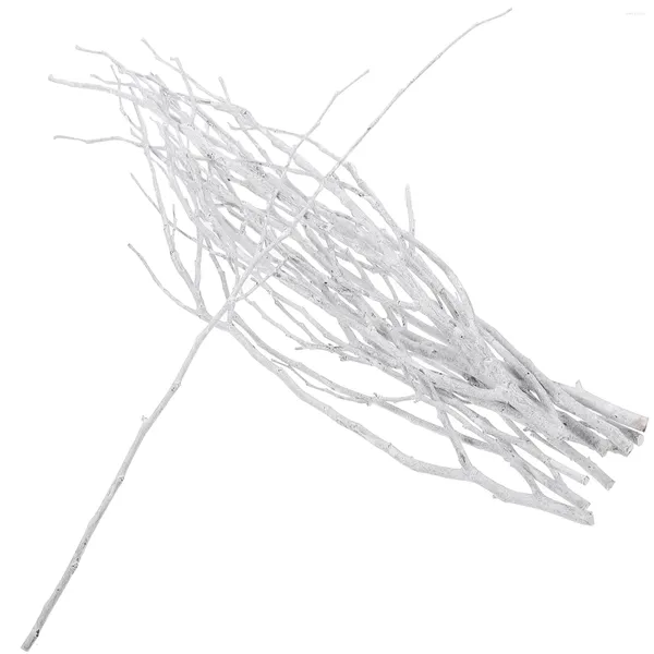 Fleurs décoratives 10 pcs 50 cm Twigs séchés Branches d'arbres Blanches Blanc de bois pour les vases