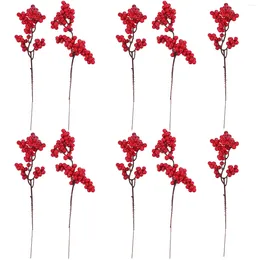 Flores decorativas 10 PC Bayas artificiales Decoración de bayas ramificadas Vidas