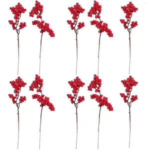 Fleurs décoratives 10 pcs Berries artificielles réaliste décoration de baies ramifiées Noël petite guirlande canneberges simulation coton en plastique
