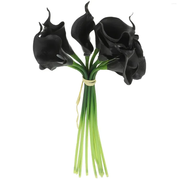 Fleurs décoratives 10 pcs bouquet artificiel décor de simulation noire