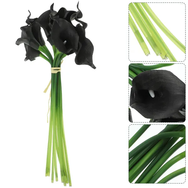 Fleurs décoratives 10 pièces Bouquet artificiel fleur en plastique décors à la maison accessoires noir Faux Simulation intérieur bureau