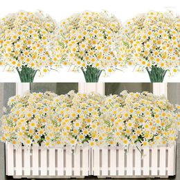 Decoratieve Bloemen 10 Stuks Kunstmatige Madeliefjes UV-bestendig Faux Groen Voor Hangende Plantenbakken Vensterbak Veranda Buiten Decoraties