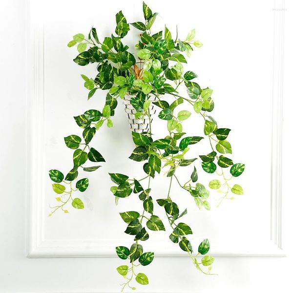 Flores decorativas 10 piezas Planta de ratán artificial Colgante Ivy Leafy Wreath Algas marinas Uva Fake Home Garden Wall Party Decor Decoración de la casa