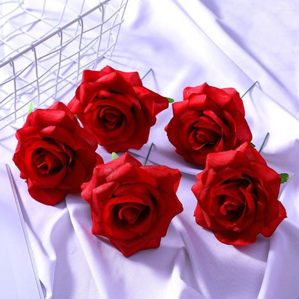 Fleurs Décoratives 10 Pcs Rose Artificielle Sans Arrosage Plusieurs Couches Pétales Faux Soie Simulation Fleur DIY Décoration Murale Florale Mariage