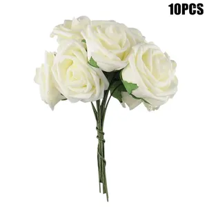 Decoratieve bloemen 10 pc's/ Bunch Beautiful Artificial Rose Wedding Bridal Bouquet Prom Rome XQMG