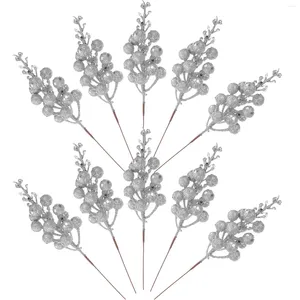 Fleurs décoratives 10 pièces baies d'imitation de noël décor de l'année pics guirlandes de fleurs de baies artificielles arbre bricolage Branches en mousse fausses