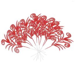 Fleurs décoratives 10 pièces feuille de noël ornement d'arbre de noël guirlande de roses feuilles de paillettes artificielles