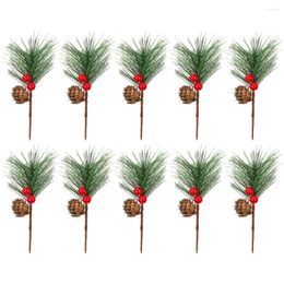 Flores decorativas 10 piezas Decoraciones para árboles de Navidad Florero Relleno de bayas falsas Colgante de ramita para selecciones de pino de imitación de plástico Artificial