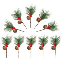 Fleurs décoratives 10 pcs Décorations d'arbre de Noël Pine