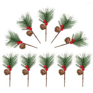 Fleurs décoratives 10 pcs Décorations d'arbre de Noël Pine