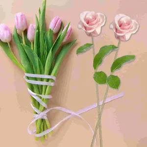 Fleurs décoratives 10 pièces tige de fleur tige en plastique mariage pour fil de fer pratique faux bricolage tiges Support Floral