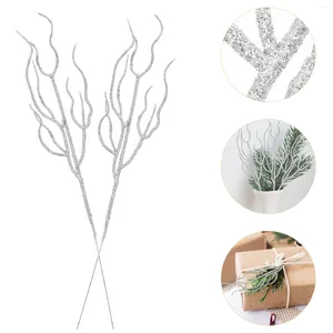 Decoratieve bloemen 10 PCS Little Christmas Tree Decorations Leaf Simulation Willow Festival Ornament Glitter Xmas