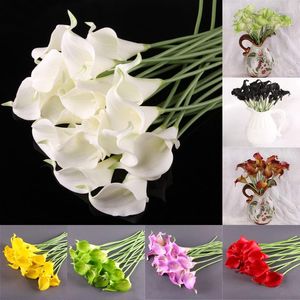 Fleurs décoratives 10 pièces/lot, Bouquets de fleurs artificielles de lys Calla au toucher réel, couronnes de décoration de mariée pour la maison, 7 couleurs