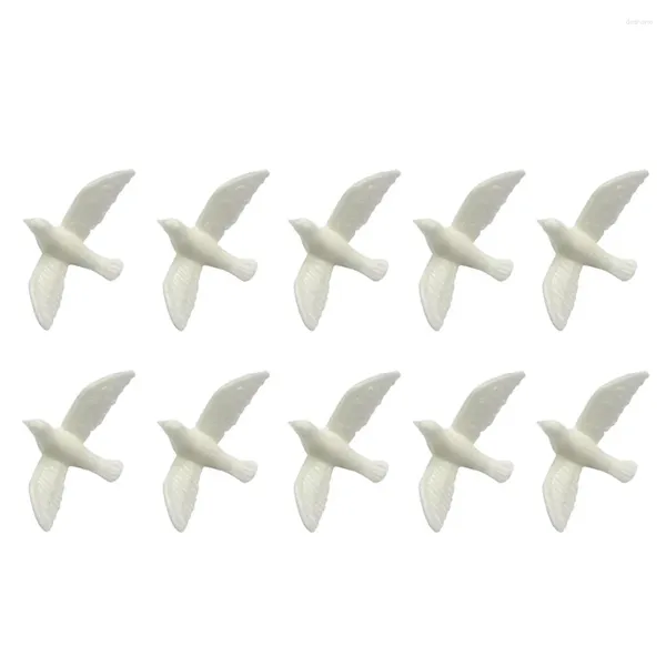 Fleurs décoratives 10 pièces Mini Figurines d'animaux petit Pigeon blanc modèle Simulation ornement de bureau simulé noël résine artificielle