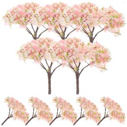 Fleurs décoratives 10 pièces Mini arbre architectural artificiel modèle faux arbres 6X5cm pièce maîtresse éponge fleur de cerisier accessoire homme