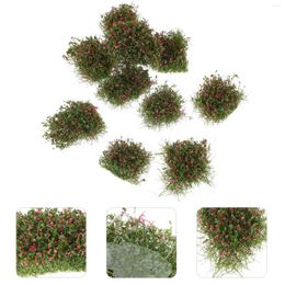 Fleurs décoratives 10 pcs grappes d'herbe miniature ornement décor sable table fournit du matériel pelouse en plastique micro-paysage ornements