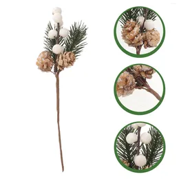 Fleurs décoratives 10 pièces ornement de la nativité noël Floral Pick fleur artificielle décor baies pin pour arbre couronne Simulation PVC plante