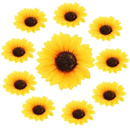 Fleurs décoratives 10 PCS Patches artificielles de tournesol simulées pour vêtements Applique Mini sac à dos Sac à dos en soie