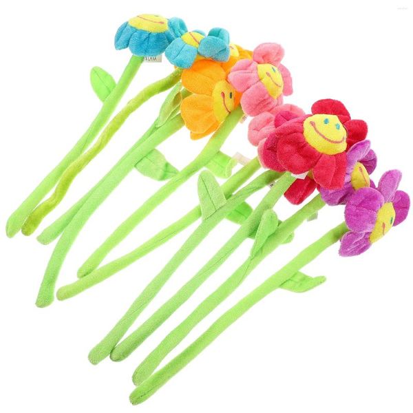 Fleurs décoratives 10 pcs Simulate Sunflower Plantes artificielles à l'extérieur rideau en peluche enfant de luxe décor de la maison