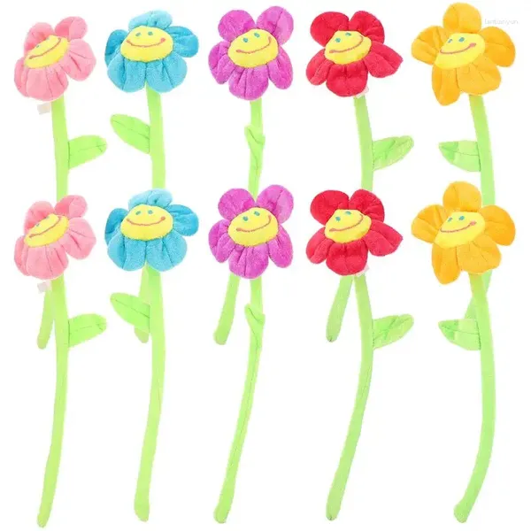 Flores decorativas 10 piezas de flores de girasol simuladas de juguete de peluche botón de cortina falsa la rosa mujeres deflector de felpa niño artificial al aire libre