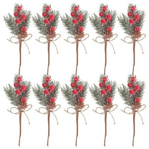 Decoratieve bloemen 10 PCS Simulatie Pine Decor Christmas Picks For Crafts Floral Plant Ornament Flower Branch Berries Tree Artificial