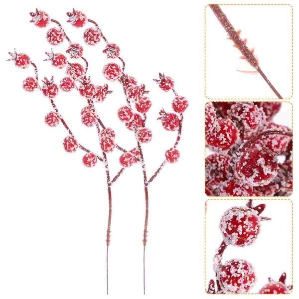 Flores decorativas 10 PC Decoraciones de boda Árbol de Navidad Decoraciones de fruta roja mini suministros de fiesta Props banquete