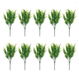 Fleurs décoratives 10 pièces plantes artificielles buissons réalistes résistant aux UV arbustes en plastique feuilles d'eucalyptus paquets décor de bureau
