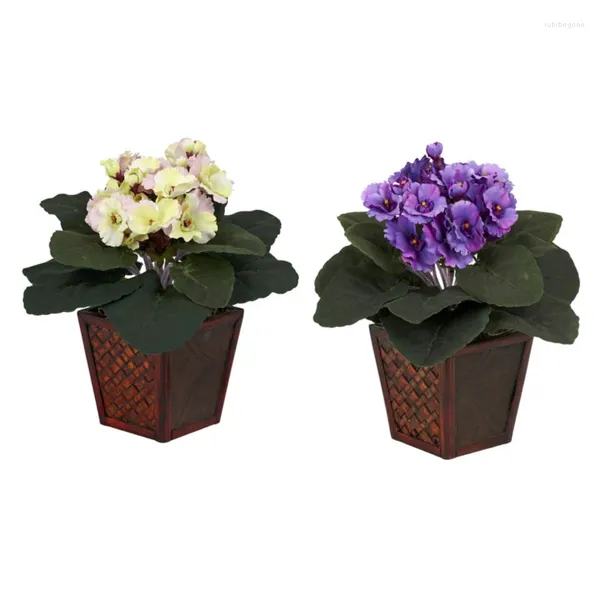 Flores decorativas Planta artificial violeta africana de plástico de 10 