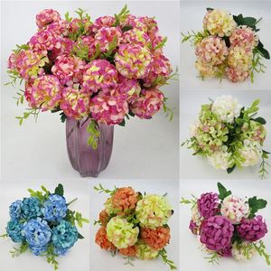 Fleurs décoratives 10 Silk Hortengea Baby Shower Anniversaire Mariage de mariage Bride Hand Stick Flower Home Home Bourse Simulation Bouquet Decoration