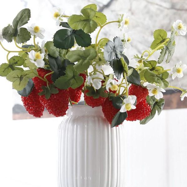 Fleurs décoratives 10 bâtons, Fruits artificiels, fraises, mûres, accessoires Po pour fête à domicile, mariage, décoration DIY