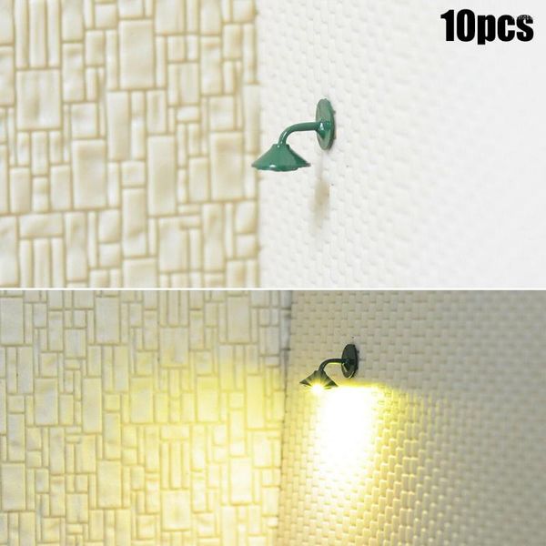 Flores decorativas 10 X OO / HO Escala Diseños Soporte de calle Modelo de luz Lámpara de pared Postes LED Edificio Lámparas de luces pintadas completas