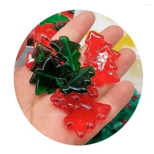 Fleurs décoratives 100 / 200g Green rouge transparent en acrylique Perles d'arbre de Noël avec un trou pour les pendances de pendentif