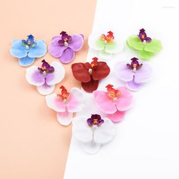 Decoratieve bloemen 100/200 % 6 cm kunstmatige huisdecoratie diy bruiloft handgemaakte plakboeking kransen zijden vlinderorchidee