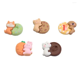 Decoratieve bloemen 100/50pc kawaii cartoon dieren koekjes donut flat back hars cabochon flatbacks decoratie diy scrapbooking sieraden