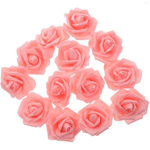 Decoratieve bloemen 100 pc's kunstmatige bloemhoofden roos nep eettafel decor roze rozen rozen bruid