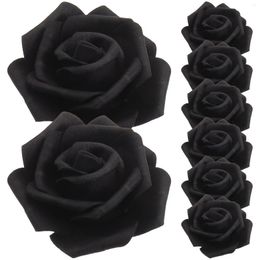 Decoratieve bloemen 100 stuks kunstmatige roos faux hoofd decor nep zwarte rozen bloem ambachten bruid