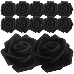 Decoratieve Bloemen 100 Stuks Kunstmatige Roos Nep Bloemhoofd Faux Decor Bruidsdecoraties Schuim Rozen Accessoires Zwart Bulk